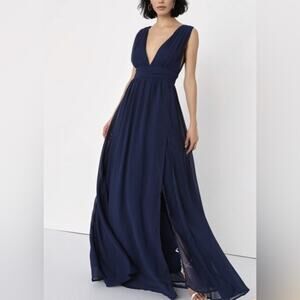 Lulus Heavenly Hues #43449 Navy Blue Formal Dress Small Bridesmaid Gown A-line